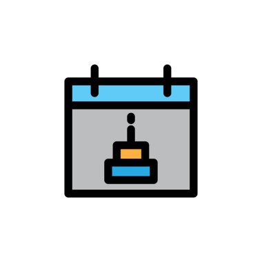 Doğum günü ikon satırını doldurdu. Beyaz arkaplanda takvim ve tarih vektör illüstrasyonu