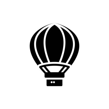 Beyaz arkaplanda sıcak balonlar katı simge karnaval ve araç vektör illüstrasyonu