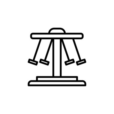 Beyaz arkaplan üzerinde salıncak ana hatları Simge karnavalı ve araç vektör çizimi