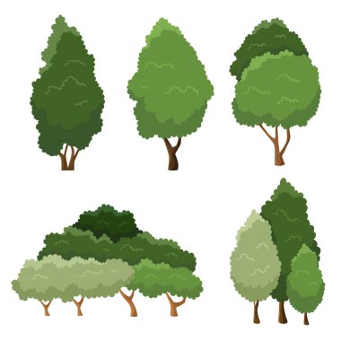 Düz Tasarım Ağacı ve Çalılık Çeşitliliği