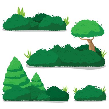 Peyzaj Tasarımı İçin Şekillendirilmiş Yeşil Çalılar ve Ağaç Elementleri