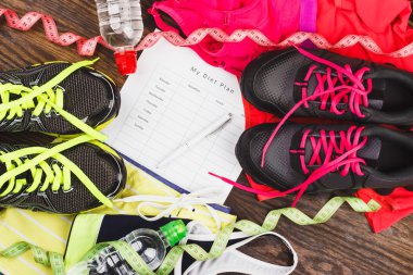 Spor giyim, Ayakkabı, diyet planı ve teyp ölçme