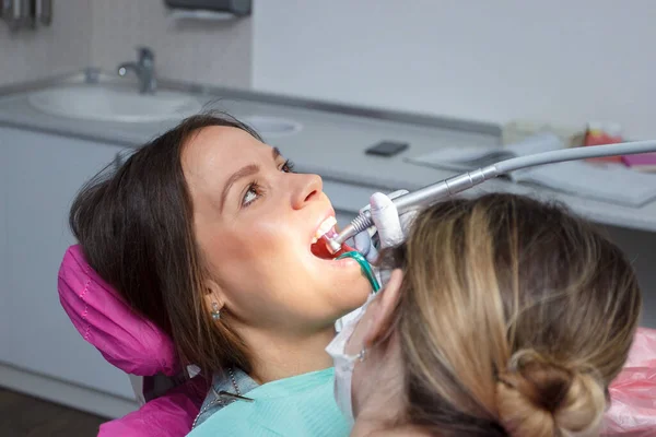 Esame Cavità Orale Denti Trattamento Visita Studio Dentistico Soft Focus — Foto Stock