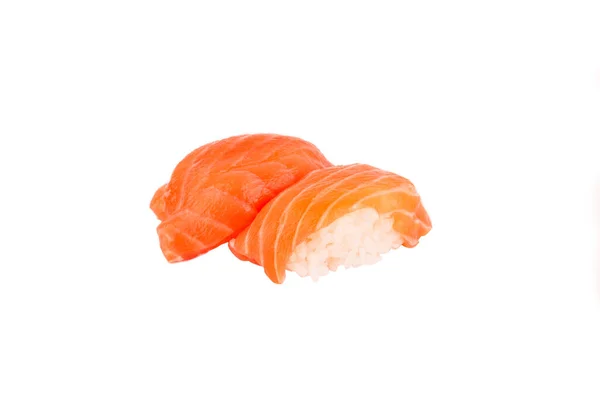 Japanisches Essen Sushi Set Mit Lachs Und Meeresfrüchten Isoliert — Stockfoto