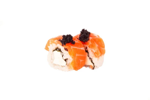 Japans Eten Set Zalm Sushi Broodjes Met Zeevruchten Geïsoleerd — Stockfoto