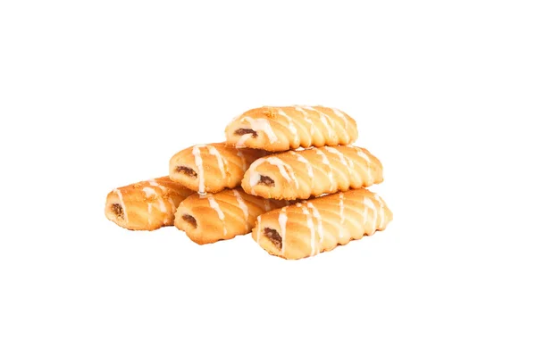 Ručně Vyráběné Cookies Ovocnou Marmeládou Izolované Bílém Pozadí — Stock fotografie