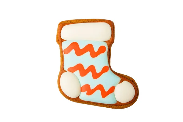 Noel Çorabı Şeklinde Zencefilli Ekmek Farklı Süslemeler — Stok fotoğraf