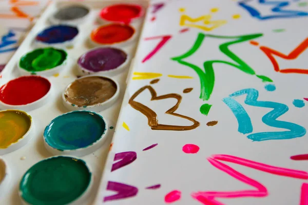 Шаблон Цветных Красок Фон Акварельных Красок Гуашь — стоковое фото