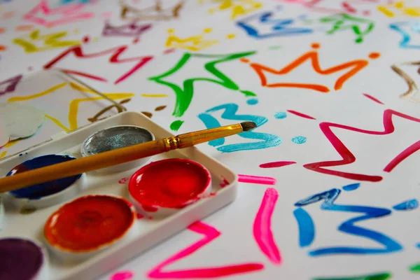 Шаблон Цветных Красок Фон Акварельных Красок Гуашь — стоковое фото