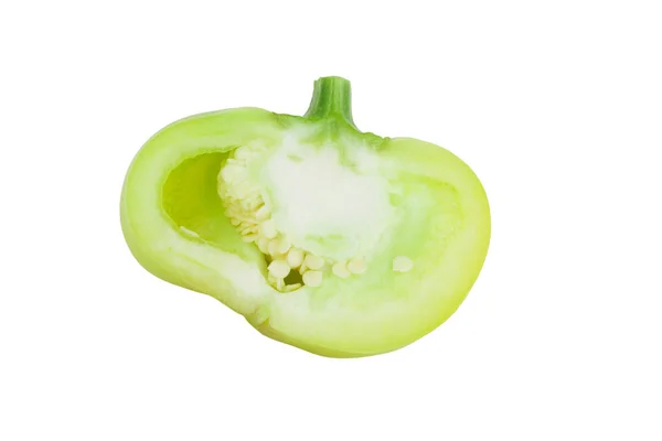 Groene Rauwe Paprika Witte Achtergrond — Stockfoto