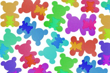 Beyaz arkaplanda izole edilmiş renkli ayı görüntüsü