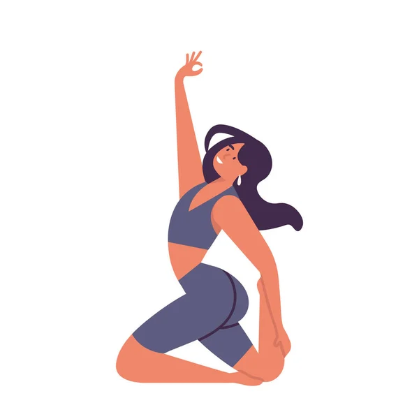 Vector Illustratie Met Jonge Vrouw Doen Yoga Oefening — Stockvector