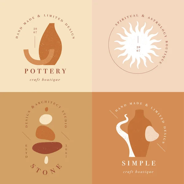 Vector Design Lineare Vorlage Logos Oder Embleme Geheimnis Boho Stil — Stockvektor