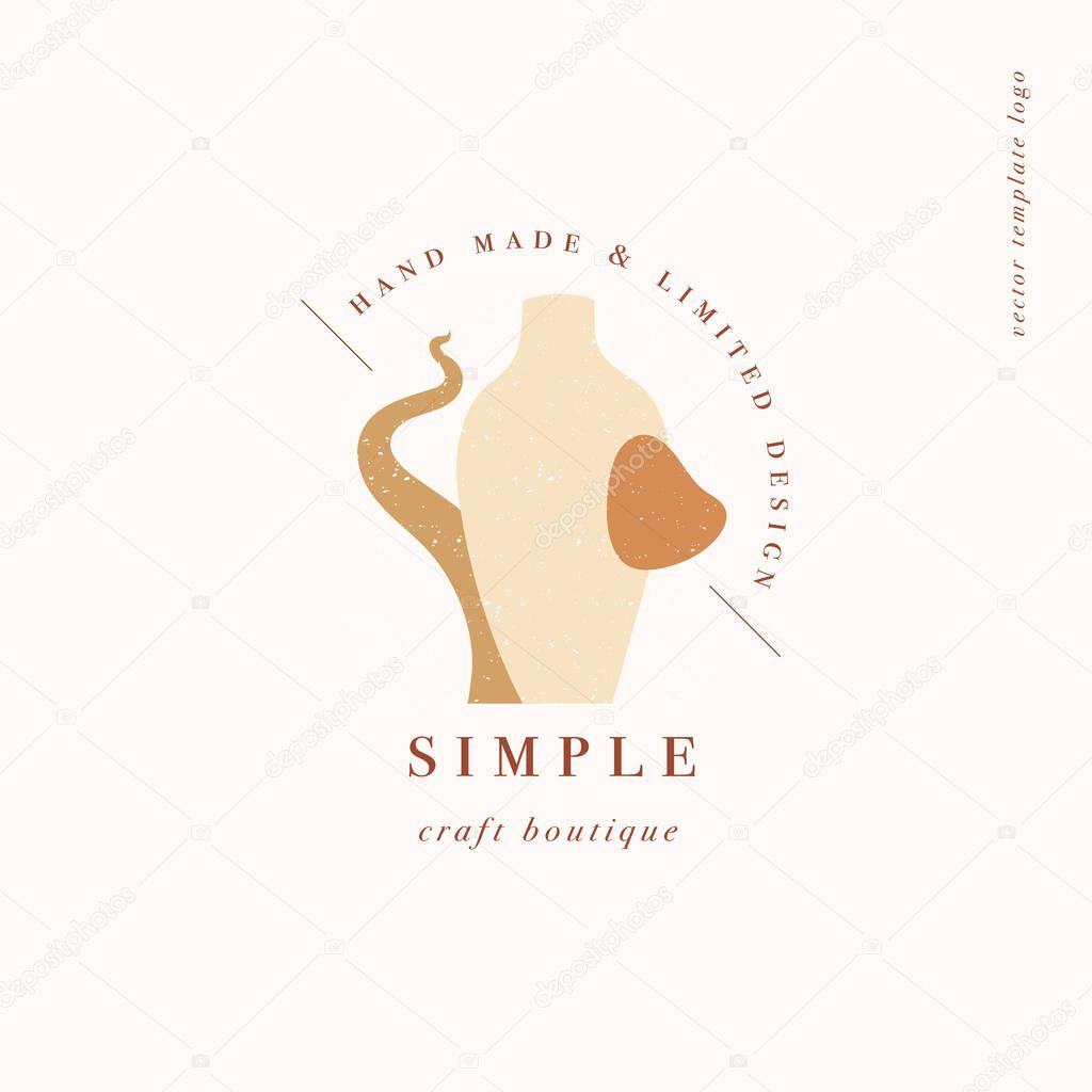 Vector design linear template logo or emblem - mystery boho style. Abstract symbol for hand made products and craft boutiques