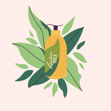 Uçan yapraklarla kaplı vektör cilt estetiği. Doğal krem.