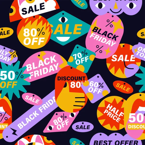 Vector Set Sale Discount Black Friday Stickers Labels Badges Tags — Stock Vector