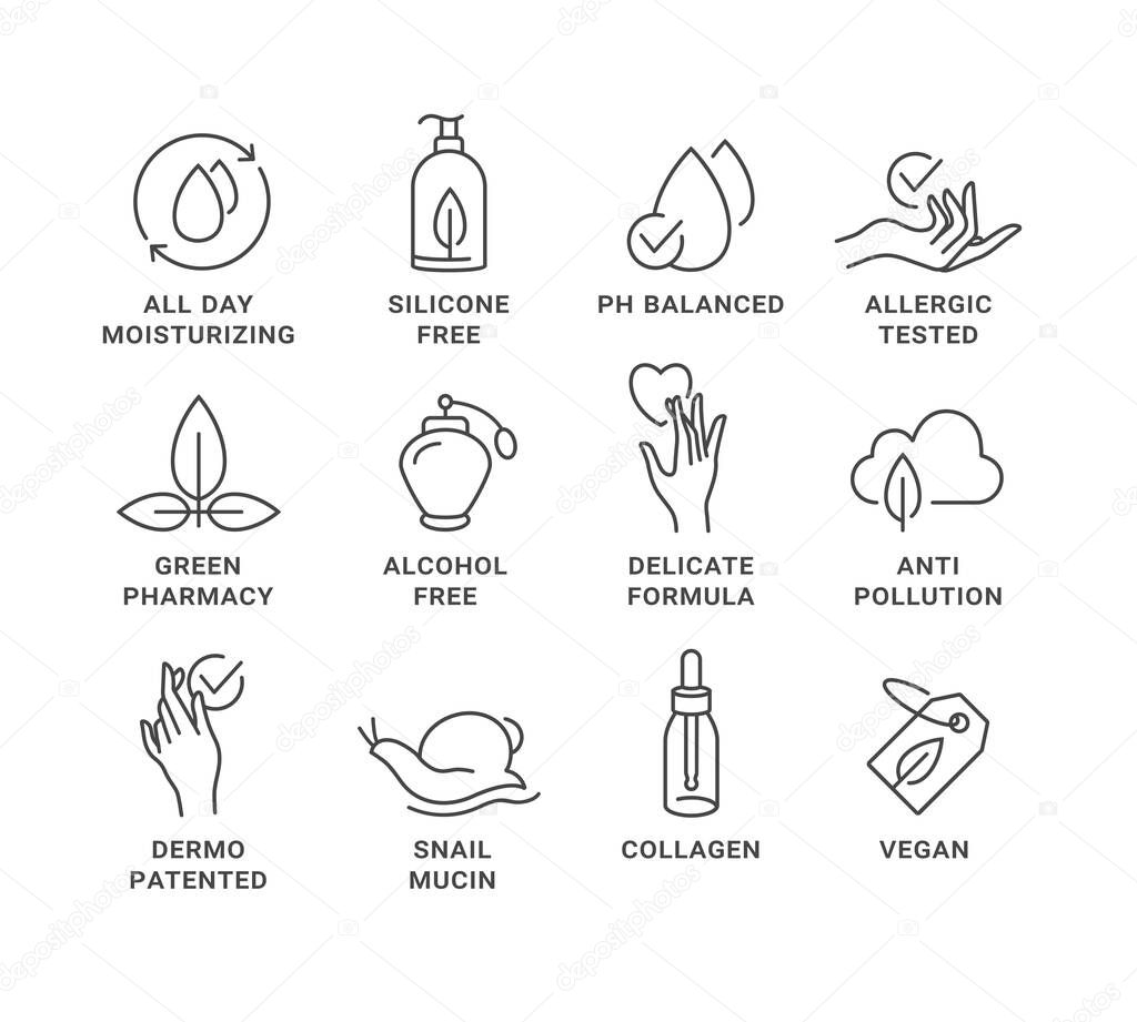 Vector set of logos, badges and icons for natural and organic products.Collection symbol of healthy products