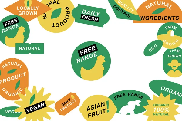 Doğal Tarım Sağlık Ürünleri Için Bir Dizi Logo Rozet Simge — Stok Vektör