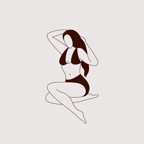 Ilustração Vetorial Bela Figura Feminina Ilustração Estilo Linear Mínimo Simples — Vetor de Stock