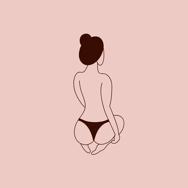 Ilustração Vetorial Bela Figura Feminina Ilustração Estilo Linear Mínimo Simples —  Vetores de Stock