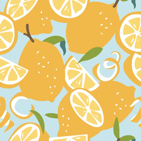 Taze Limonlu Vektör Çizimi Kusursuz Desen Renkli Bir Duvar Kağıdı — Stok Vektör