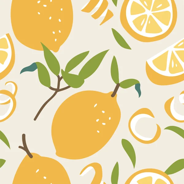 Illustration Vectorielle Motif Sans Couture Avec Des Citrons Frais Papier — Image vectorielle