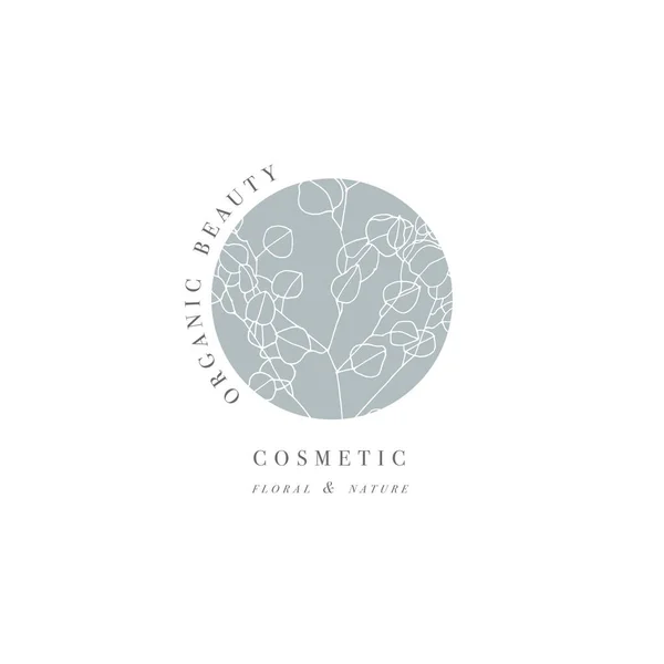 Illustration Logo Branche Mucalyptus Vectoriel Dessiné Main Une Couronne Florale — Image vectorielle