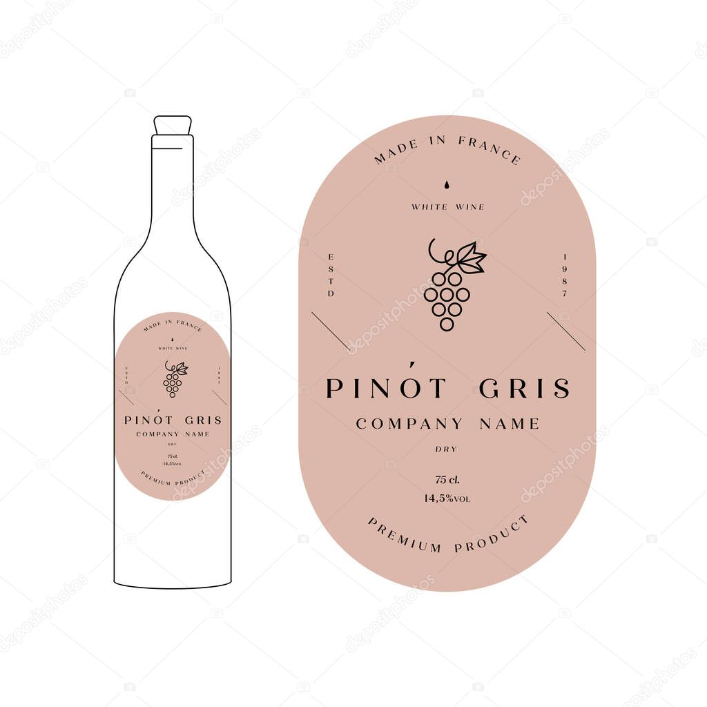 Vector illustartion design labels for wine. Minimalistic and modern design.