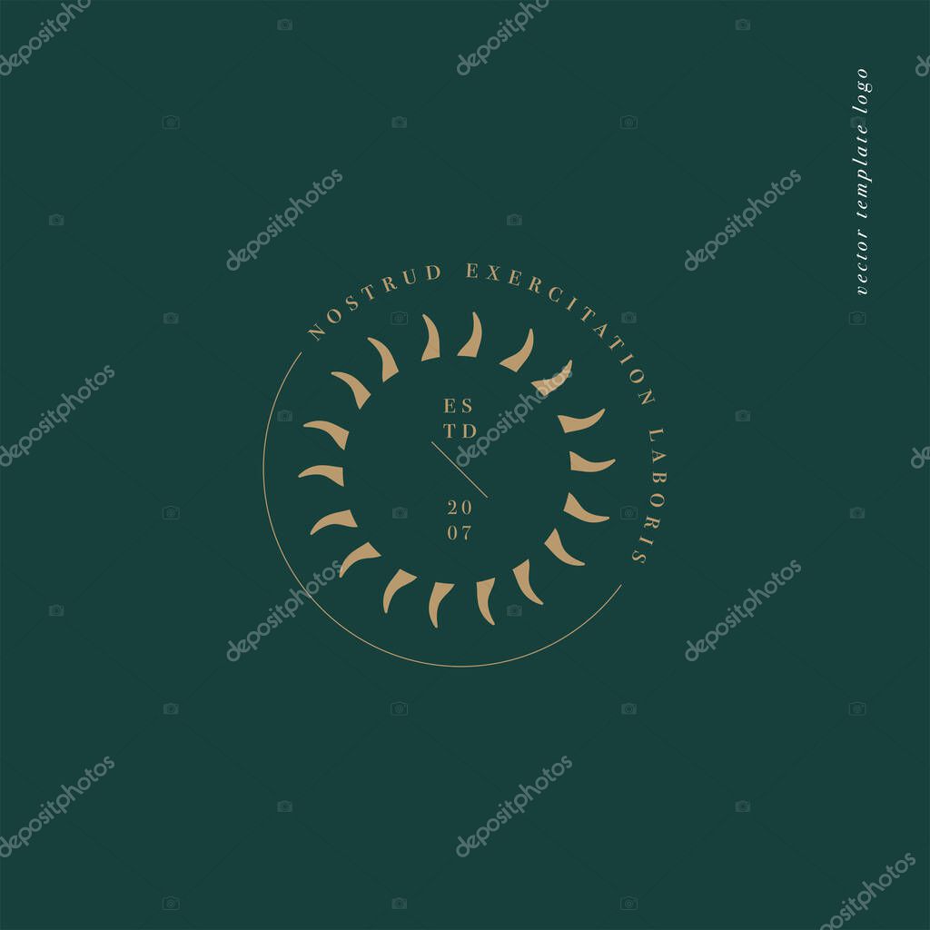 Vector design linear template logo or emblem - mystery boho style. Abstract symbol for spiritual and astrology boutique
