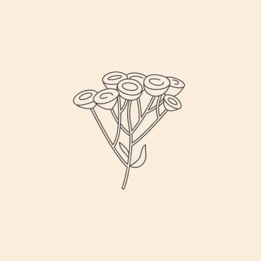 Vektör doğrusal botanik simgesi ve sembol - tansi