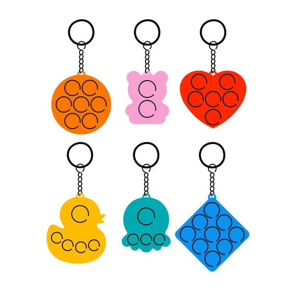 Vector Illustration Set Trendy Sensory Pop Fidgets Rainbow Antistress Toys Stock Illustration