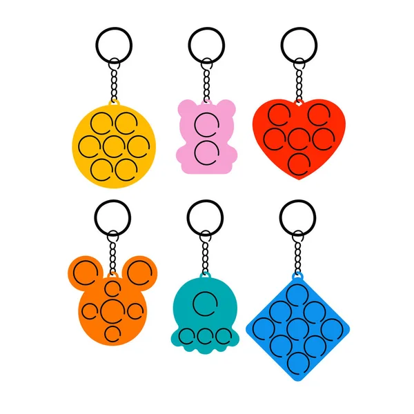 Vector Illustration Set Trendy Sensory Pop Fidgets Rainbow Antistress Toys Vector Graphics