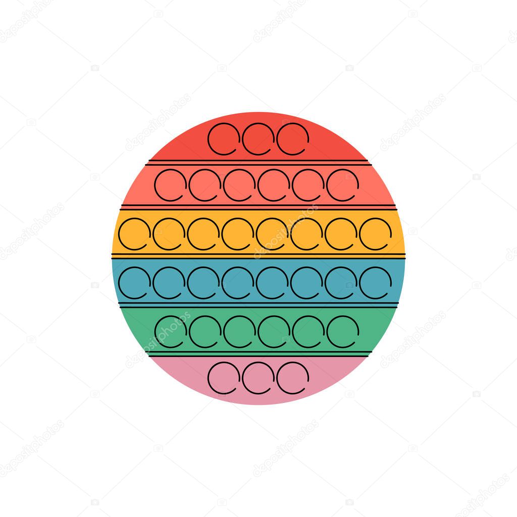 Vector illustration trendy sensory pop it fidget. Round rainbow antistress toy