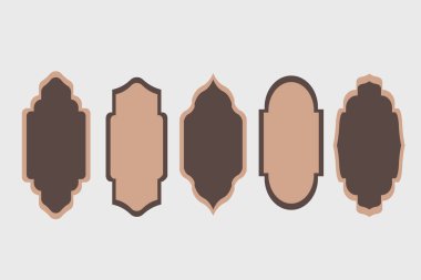 Vektör çizimi. Çember şeklindeki soyut geometrik şekiller kümesi, vektör.