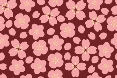 Vektör kiraz çiçekleri bahar pürüzsüz desen arkaplanı
