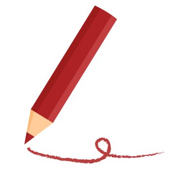 Illustration of a red pencil drawing a red line