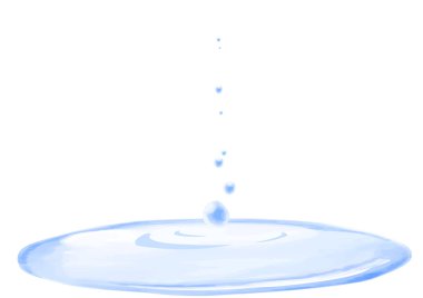 Su damlalarının ve su birikintilerinin suluboya çizimi