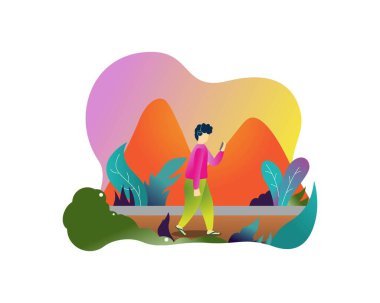 Yürü. Düz tasarım vektör çizim biçimi.