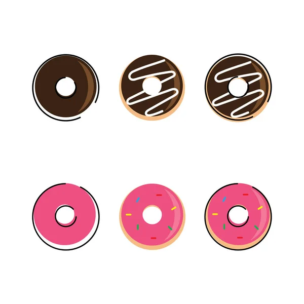 Modèle Logo Donut Vectoriel Doux Donut Savoureux Illustration Signe Dessert — Image vectorielle