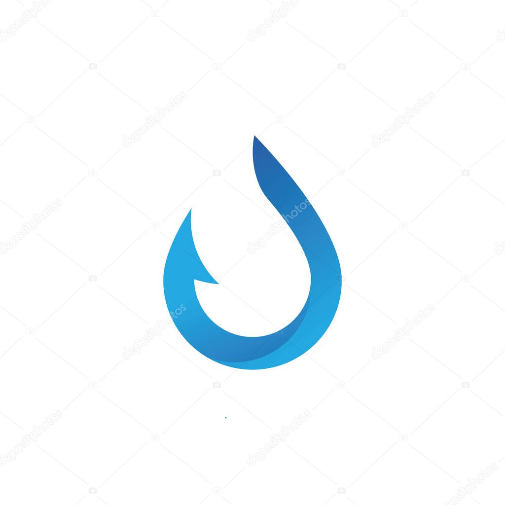 Fishing hook logo design concept template