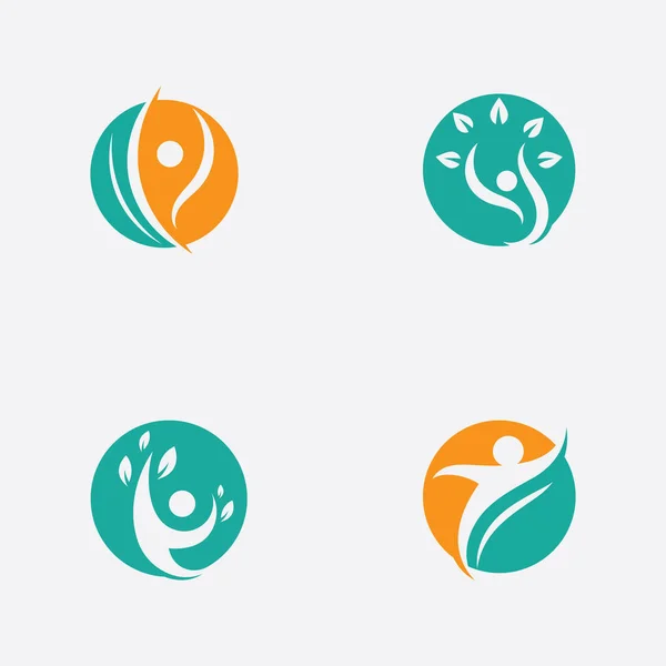 Mensen Healthy Life Icoon Logo Template — Stockvector
