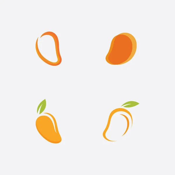 Mango Fresco Frutta Vettore Illustrazione Logo Icona — Vettoriale Stock