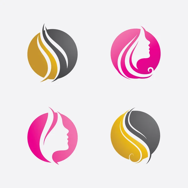 Set Capelli Donna Logo Simboli — Vettoriale Stock