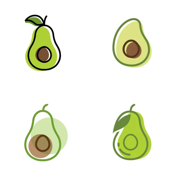 Modèle Logo Fruit Avocat Symboles Aliments Sains — Image vectorielle