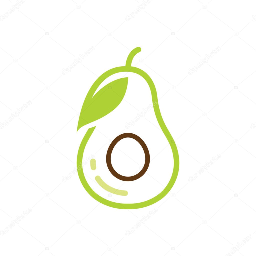 Avocado fruit logo template, healthy food symbols