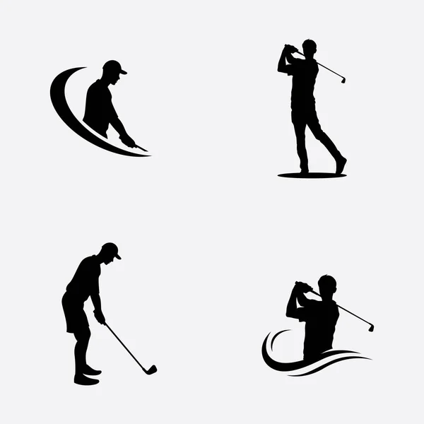 Golf Spielen Pose Vektor Illustration Symbol — Stockvektor