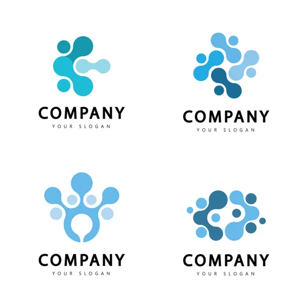Modello Molecule Logo Design Icona Vettoriale — Vettoriale Stock