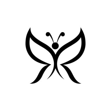 Basit siyah logo kelebeği konsepti