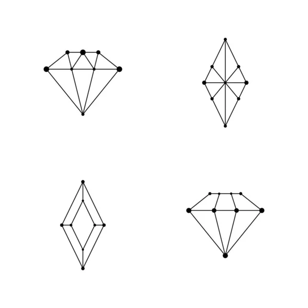 Diamondl Linha Ícone Diamante Modelo Vetor Design Poligonal — Vetor de Stock