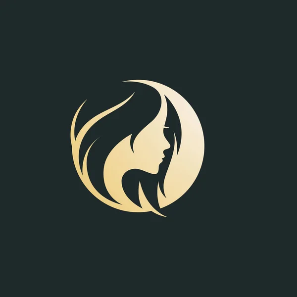 Mulher Elegante Logotipo Com Design Gradiente Ouro —  Vetores de Stock